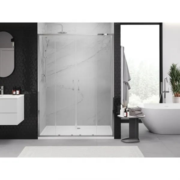MEXEN/S - Exo dvojité posuvné sprchové dvere 150, transparent, chróm 8152-150-000-01-00