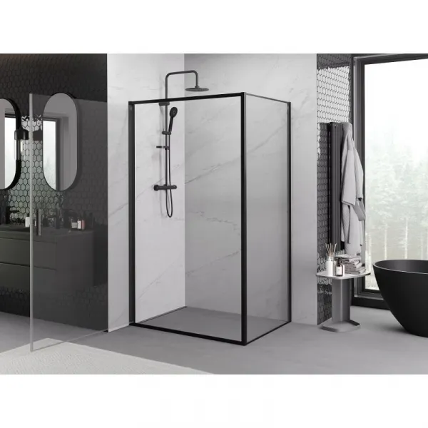 MEXEN/S - Exo sprchovací kút dvere krídlové 100 x 80, transparent, čierna 817-100-080-70-00