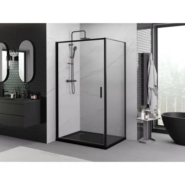 MEXEN/S - Exo sprchovací kút dvere krídlové 100 x 80, transparent, čierna 817-100-080-70-00