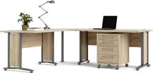 Tvilum Rohový písací stôl Officer 80400/304 230 cm s kontajnerom dub Sonoma/strieborný