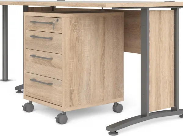 Tvilum Rohový písací stôl Officer 80400/304 230 cm s kontajnerom dub Sonoma/strieborný
