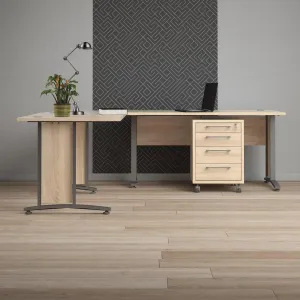 Tvilum Rohový písací stôl Officer 80400/304 230 cm s kontajnerom dub Sonoma/strieborný