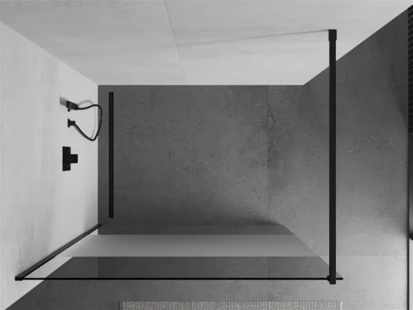 MEXEN/S - KIOTO Sprchová zástena WALK-IN 080x200 cm 8 mm, čierna, Transparent / matné sklo 800-080-101-70-35