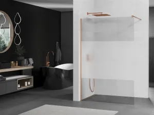 MEXEN/S - Kioto Sprchová zástena WALK-IN 80 x 200, transparent/dekor 8 mm, meď kartáčovaná 800-080-101-65-35