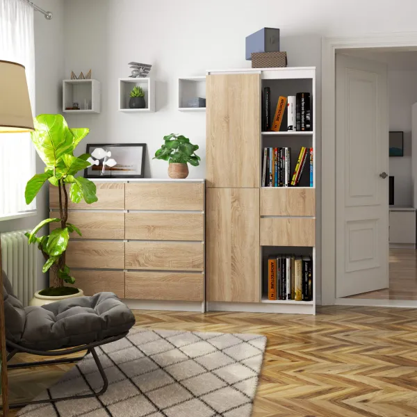 Ak furniture Skriňa Rexa II 80 cm biela/dub sonoma