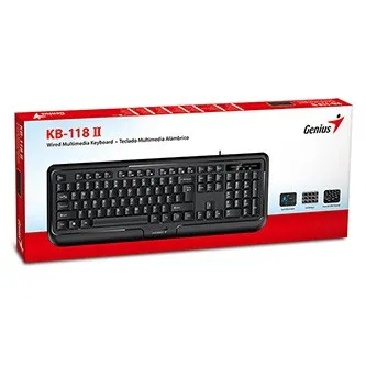 Genius KB-118 II, klávesnice CZ/SK, klasická, voděodolná typ drátová (PS/2), černá