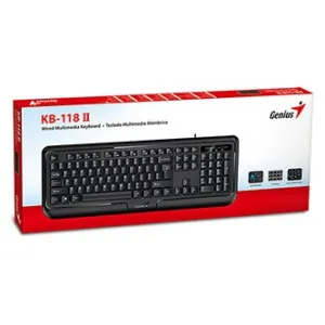 Genius KB-118 II, klávesnice CZ/SK, klasická, voděodolná typ drátová (PS/2), černá