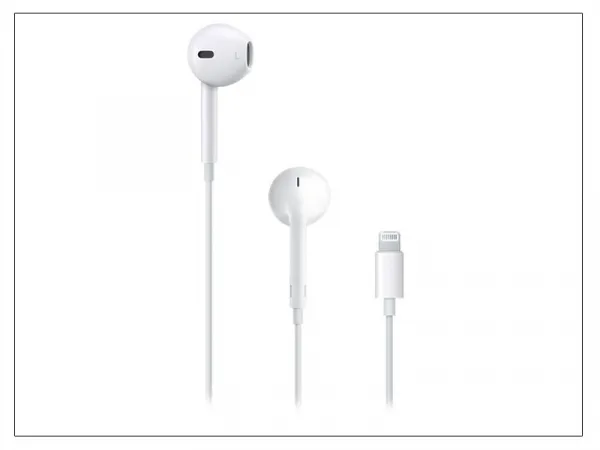 Káblové stereo slúchadlá, konektor Lightning, mikrofón, diaľkové ovládanie, Apple EarPods, biele, továrenské