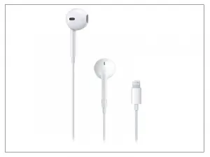 Káblové stereo slúchadlá, konektor Lightning, mikrofón, diaľkové ovládanie, Apple EarPods, biele, továrenské