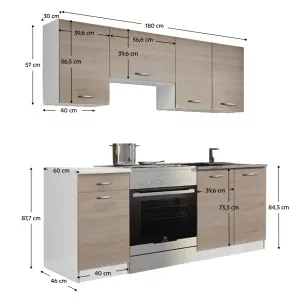 Kuchynská linka 1,8 m, dub sonoma/biela, APART NEW