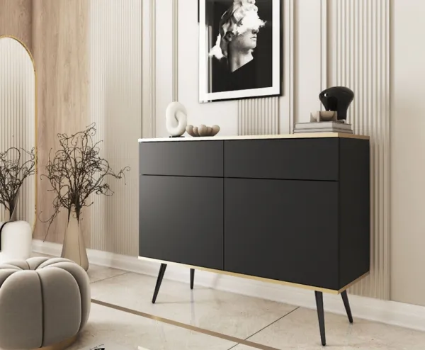 ArtPS Komoda BIJOU KSZ-107 | čierna / čierne nohy