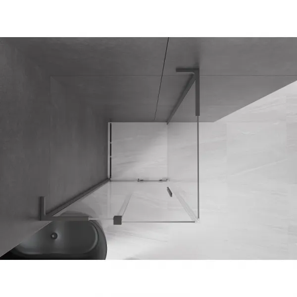 MEXEN/S - Velar L sprchovací kút, posuvné dvere 100 x 100, transparent, grafit metal 871-100-100-03-95