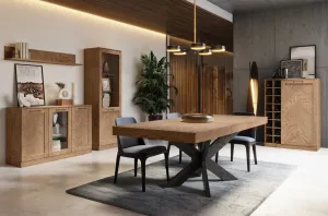 Szynaka Vitrína Cozy 10 z masívu s LED osvetlením 65 cm dub Rustikál