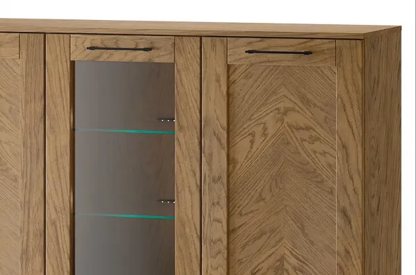 Szynaka Komoda Cozy 45 z masívu s LED osvetlením 140 cm dub Rustikál