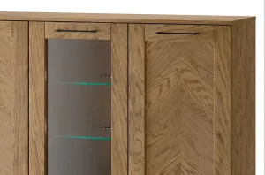 Szynaka Komoda Cozy 45 z masívu s LED osvetlením 140 cm dub Rustikál