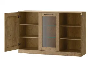 Szynaka Komoda Cozy 45 z masívu s LED osvetlením 140 cm dub Rustikál