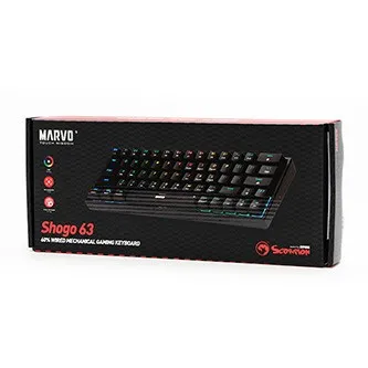 Marvo SHOGO 63, klávesnica US, herná, káblová (USB), čierná, mechanická, podsvietenie