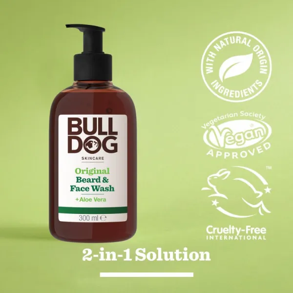 Bulldog Original Beard & Face Wash čistiaci gél pre mužov 2v1 300 ml