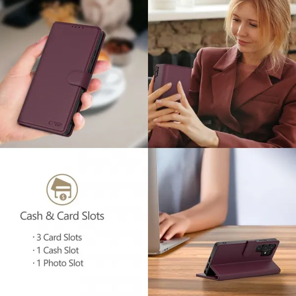 Tech-Protect Wallet knižkové puzdro na iPhone 16e, mulberry