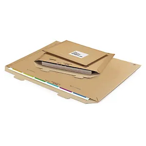 100  x Kartónové obálky 462x362 mm, zásuvný uzáver, mikrovlnitá lepenka, hnedé Raja