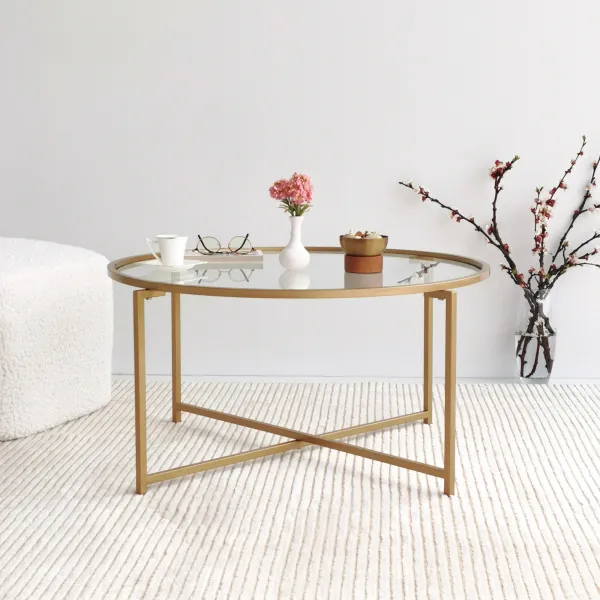 Kalune Design Konferenční stolek Gold Sun zlatý