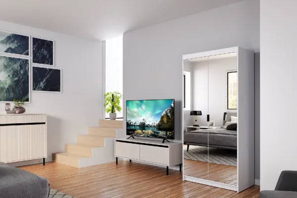 ArtLemp Šatníková skriňa ELLEN 2D so zrkadlom | biela