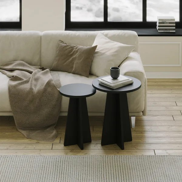 Kalune Design Sada 2 ks odkládacích stolků Mushroom 2 černá