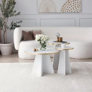 Kalune Design Sada odkládacích stolků Mushroom 2 bílá/zlatá