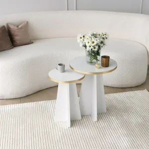 Kalune Design Sada odkládacích stolků Mushroom 2 bílá/zlatá