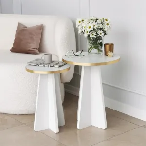 Kalune Design Sada odkládacích stolků Mushroom 2 bílá/zlatá