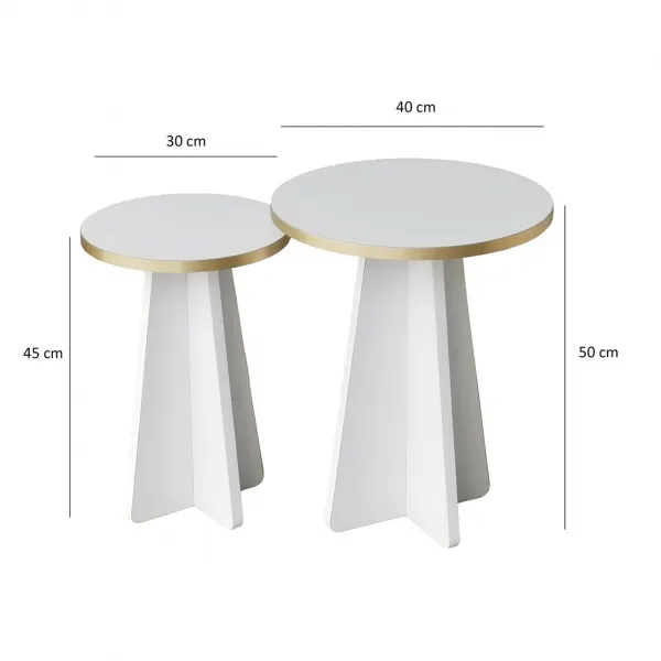 Kalune Design Sada odkládacích stolků Mushroom 2 bílá/zlatá
