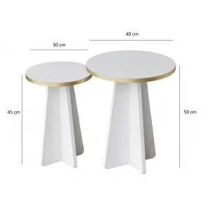 Kalune Design Sada odkládacích stolků Mushroom 2 bílá/zlatá