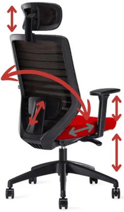 SETULO Kancelárska stolička KUMA červená s opierkou hlavy