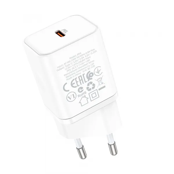 Borofone adaptér BN6 Field - USB-C, QC 3.0, PD, 20W, biela