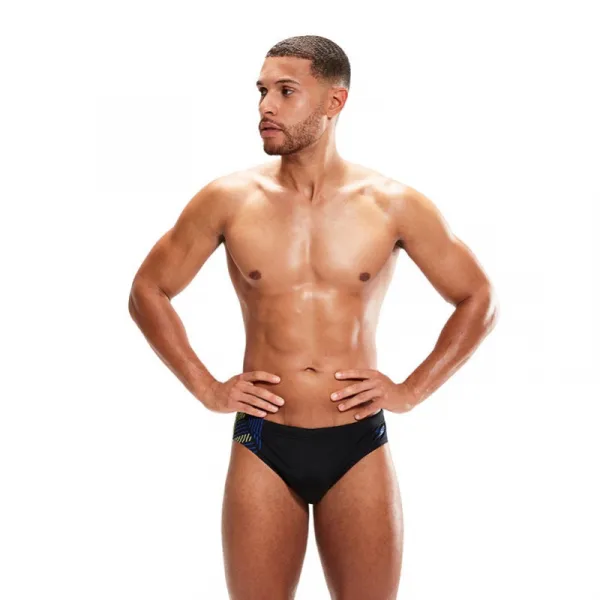 Speedo 7cm tech panel brief black/chroma blue/spritz xxs - uk28