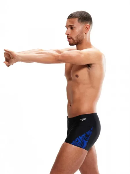 Speedo allover v-cut aquashort black/chroma blue s - uk32