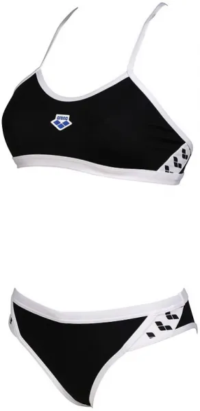 Arena icons bikini cross back solid black/white s - uk32