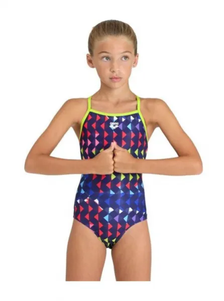 Arena girls carnival swimsuit lightdrop back soft green/multi 116cm