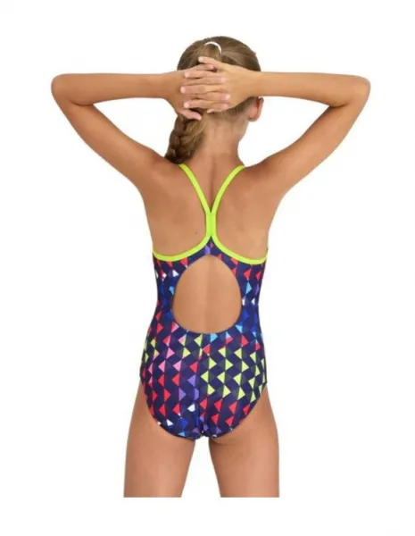 Arena girls carnival swimsuit lightdrop back soft green/multi 116cm