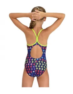 Arena girls carnival swimsuit lightdrop back soft green/multi 116cm