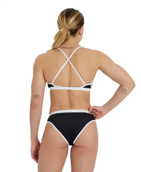 Arena icons bikini cross back solid black/white s - uk32
