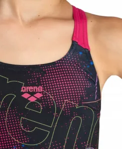 Arena girls galactics swimsuit swim pro back black/freak rose 116cm
