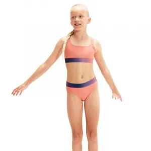 Speedo contrast band 2 piece girl soft coral/miami lilac 176cm