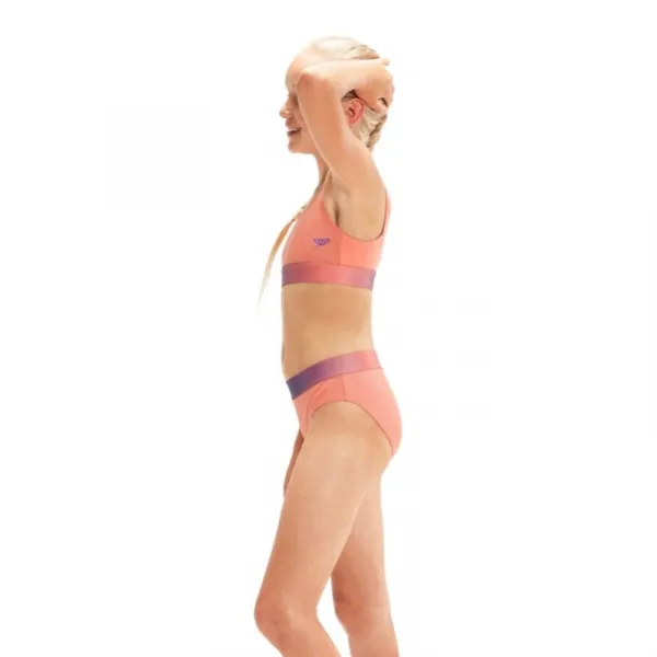 Speedo contrast band 2 piece girl soft coral/miami lilac 176cm