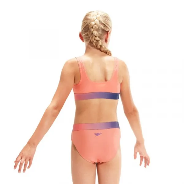Speedo contrast band 2 piece girl soft coral/miami lilac 176cm
