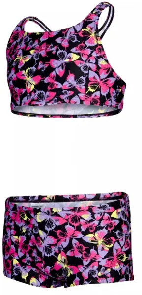 Speedo printed boyleg 2 piece girl black/rose/miami lilac 116cm