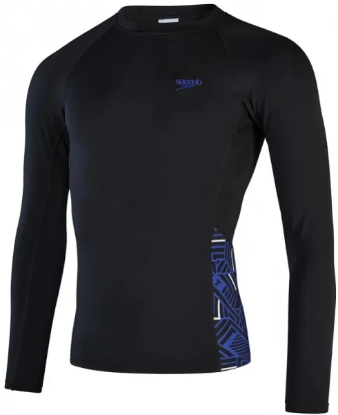 Speedo eco end+ splice rash top black/chroma blue/white s