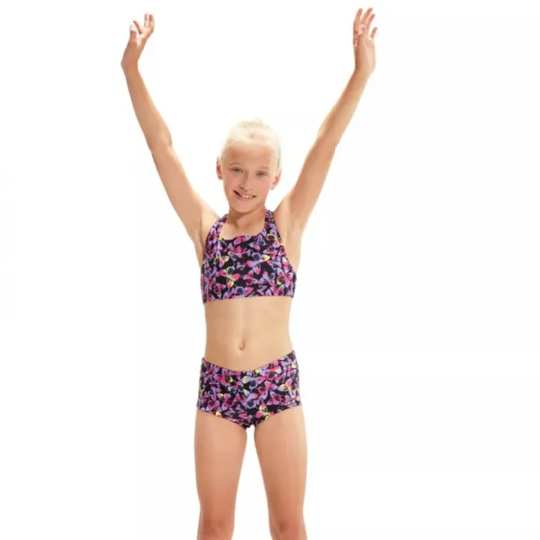 Speedo printed boyleg 2 piece girl black/rose/miami lilac 116cm