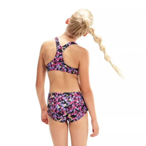 Speedo printed boyleg 2 piece girl black/rose/miami lilac 116cm