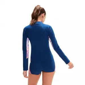 Speedo printed long sleeve rash top ammonite/soft coral/miami lilac m